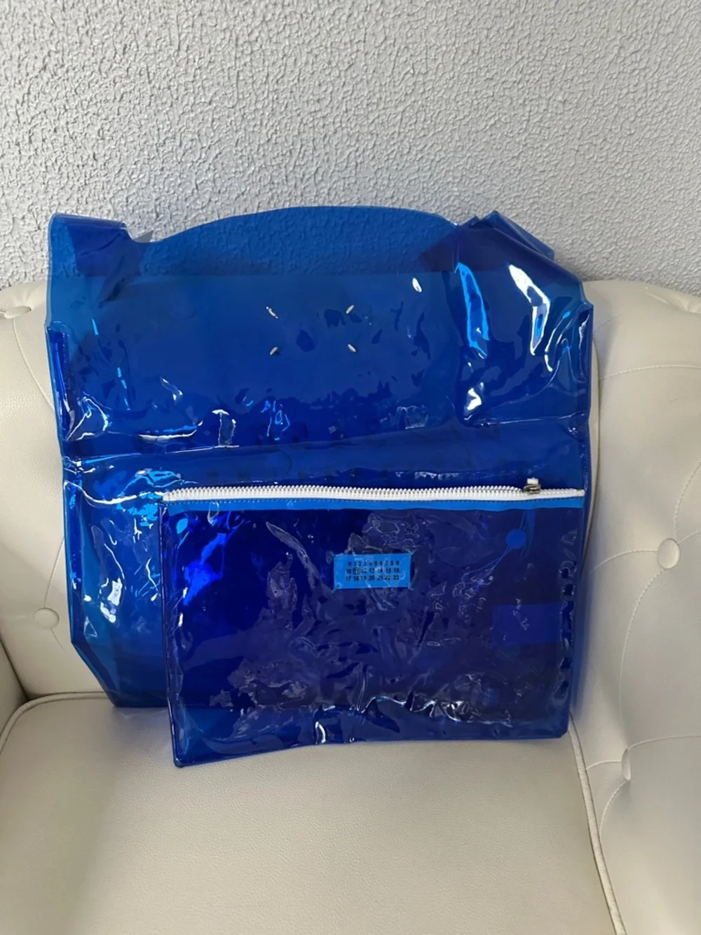 Maison Margiela Line 11 Cobalt Blue PVC Tote Bag w/ Pouch Transparent Shopper
